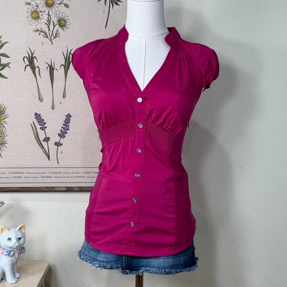 Y2k Pink Button Up Shirt Babydoll Top Mean Girls Office Siren Preppy Bimbo S